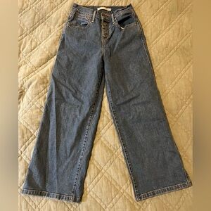 Levi’s mile high rise waist cropped wide leg button fly jeans 25